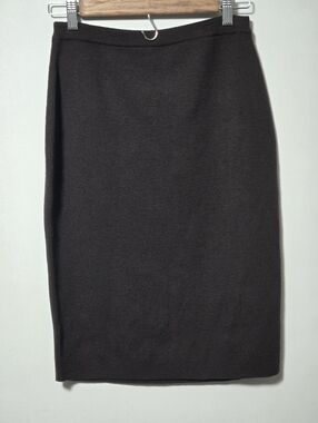Eileen Fisher NWT ICONS Brown Clove Washable Wool K/L Pencil Skirt XXS $198 2XS
